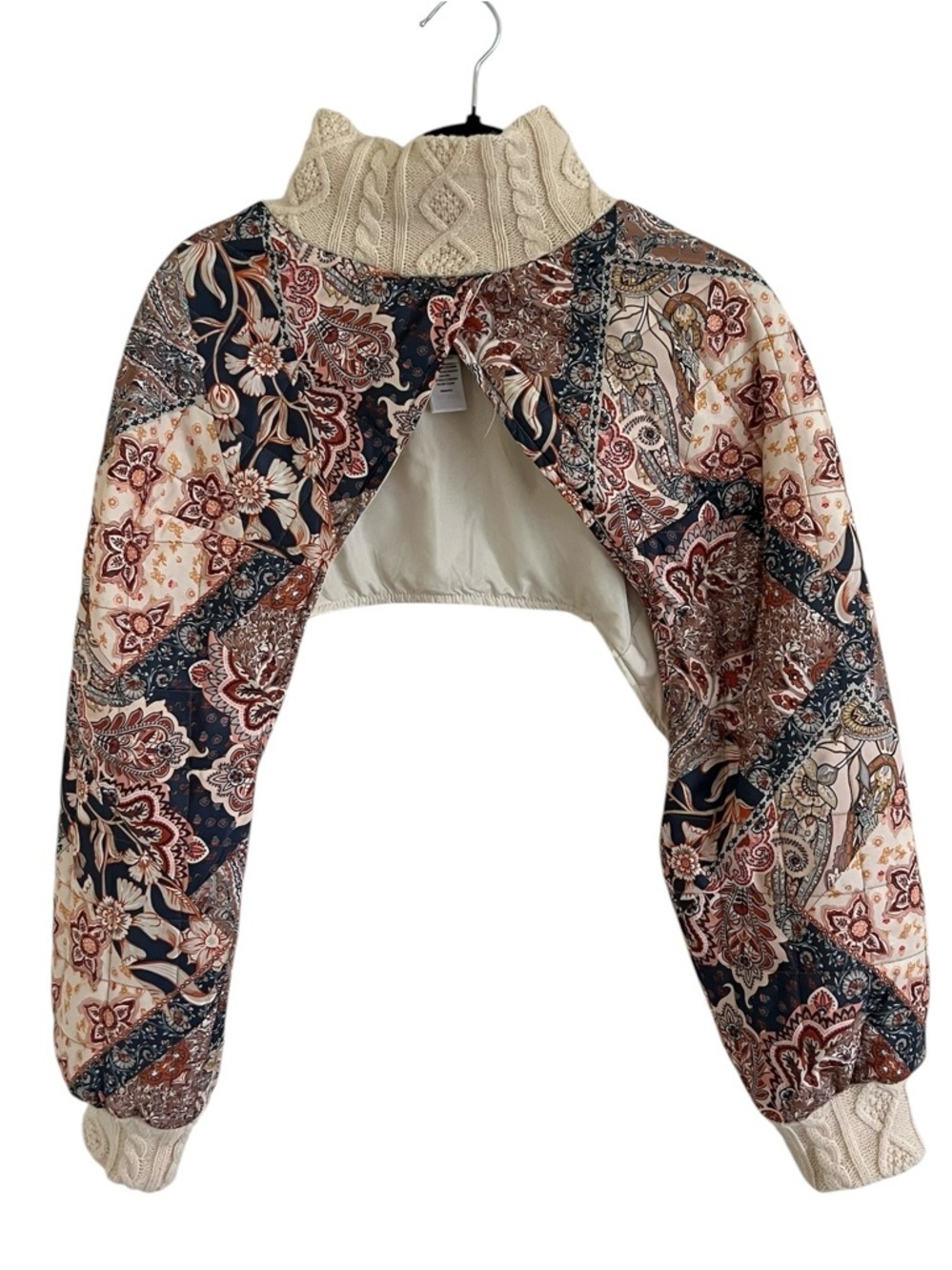 House of Harlow 1960 Paisley Quilted Puffer Shrug Jacket One Size